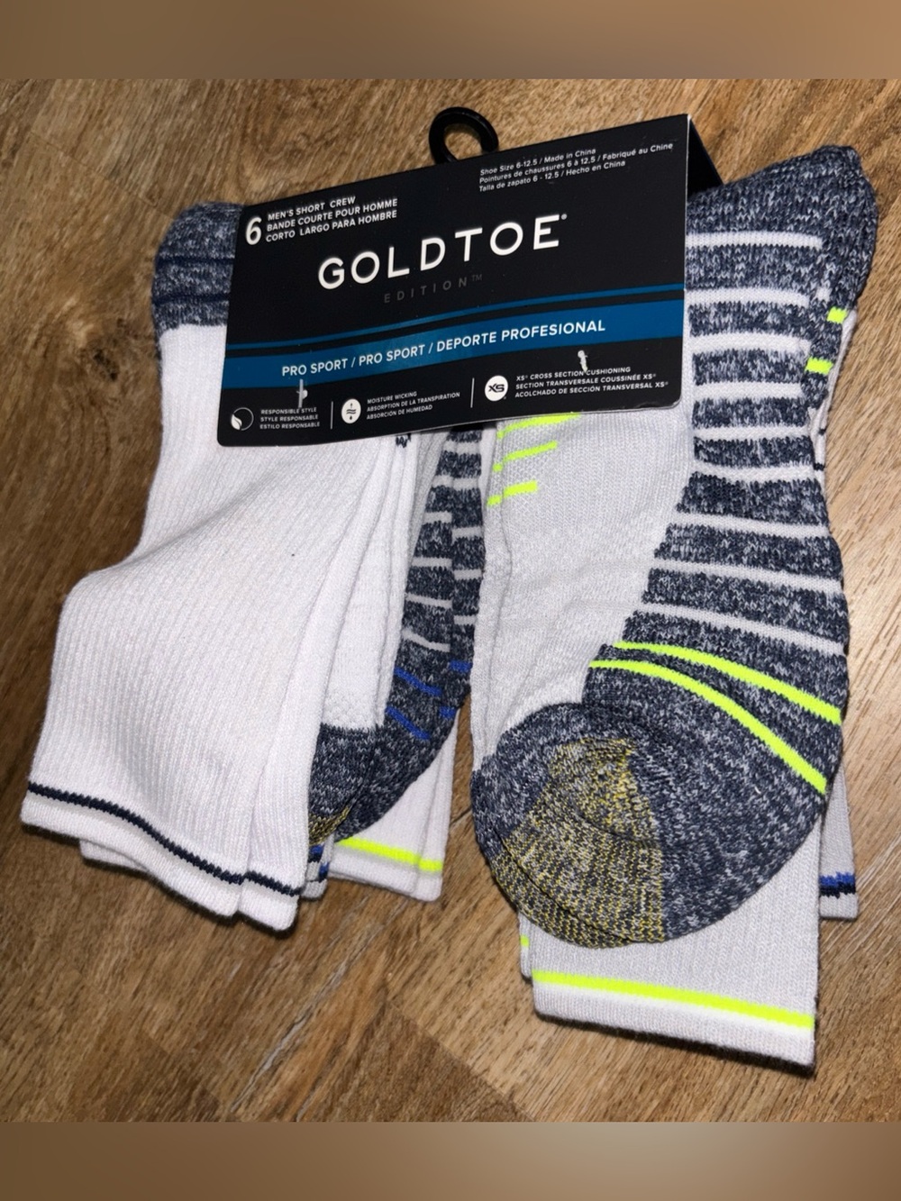GOLD TOE PRO SPORT Mens Socks Short Crew  6 Pair Shoe Size 6-12.5 New